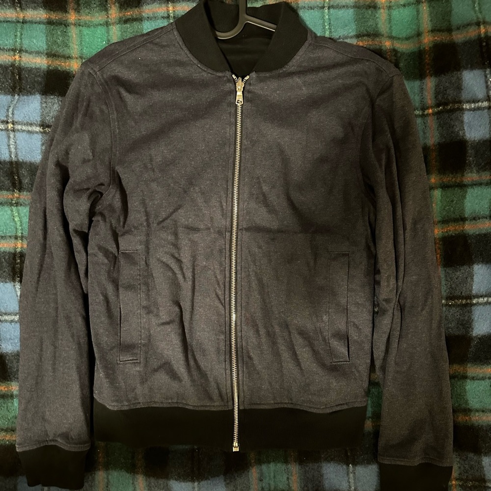 Banana Republic XS Reversible Black Navy Chambray Bomber Jacket